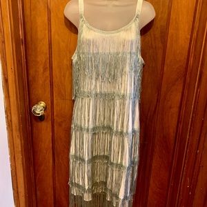 “Retro Stage” flapper dress, silver, NWT, XL